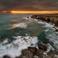 stormy sea and sky at sunset