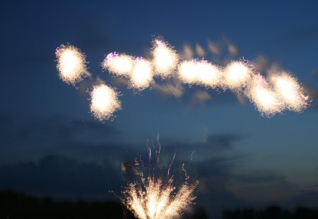 Fireworks 03 - light, blue, fireworks, sky