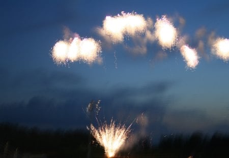 Fireworks 04 - white, fireworks, black, smoke, light, photography, blue