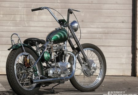 1957-Triumph - bike, custom, green, classic