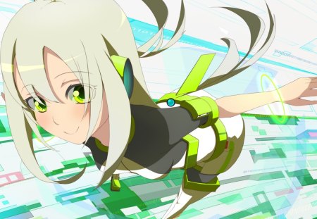 anime - anime, techgirl, original, green