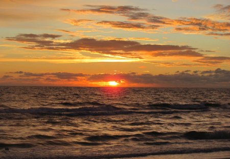 jamaica sunset - waves, sunset, ocean, jamaica