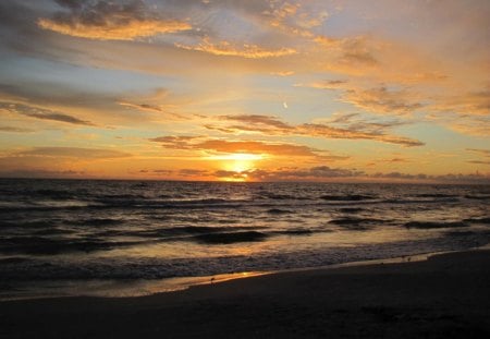 sunset at the beach - sky, beach, ocean, sun