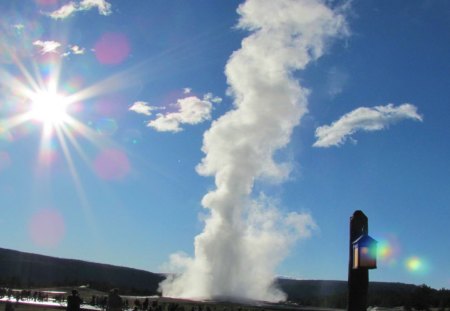 Old Faithful in the Spring - national park, o faithful, water, geiser