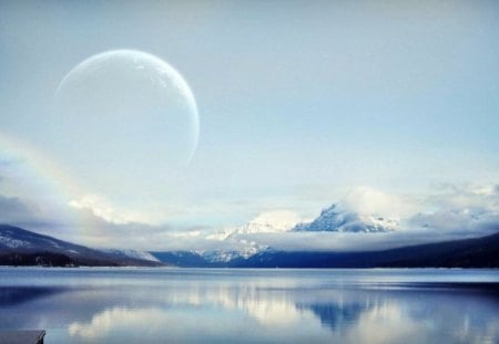 on-the-horizon - space, moon, lakes, nature