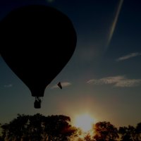 Hot airballoon at sunset