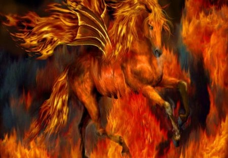 Firey Horse - smoke, horse, fantasy, fire