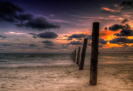 Sunset - clouds, sunlight, beach, sea, ocean, sand, sunset, sky, ocean view