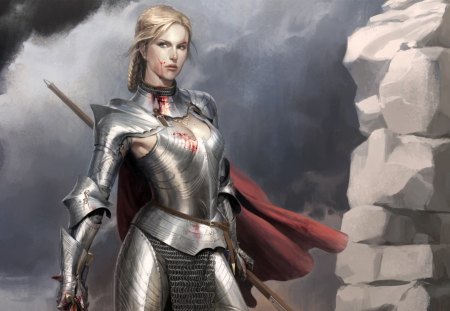 Warrior - white, girl, snow, warrior, cg