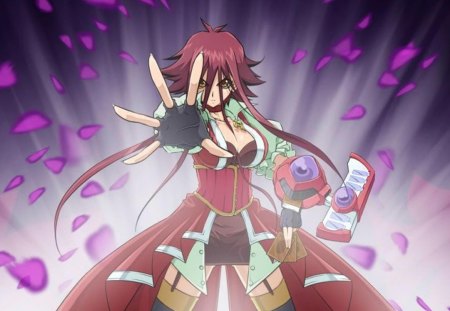 Akiza Izinski - anime, akiza izinski, female, izayoi aki, yugioh, short skirt, thigh high, games, video games, yu-gi-oh, pink hair, gloves