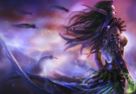 World of Warcraft - elf, female, feathers, games, long hair, world of warcraft, video games, warcraft