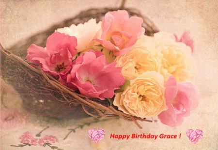 ~ â™¥áƒ¦ Flowers Basket for Living_In_Grace áƒ¦â™¥ ~ - flowers, birthday, image, nature