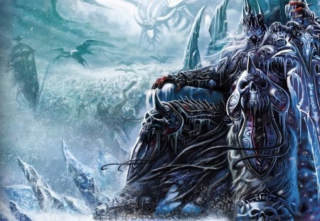 The Lich King - snow, sword, lich king, armour, arthas menethil, arthas, ice, dragons, weapon, games, world of warcraft, video games, warcraft