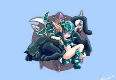 Moon Rider - elf, moon, anime, warrior, rider, panther