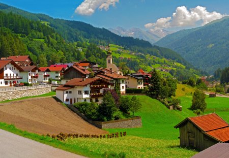 Austria - nature, field, house, austria