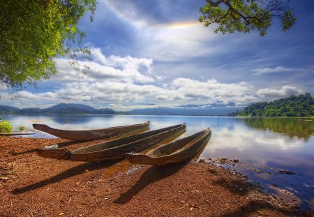 Anchored to the shore - anchored, lake, shore, boat