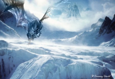 Dragon in Ice - imagination, adventure, dragon, dreams