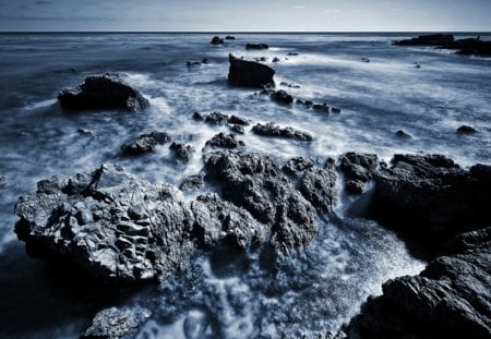 Seascape - rocks, seascape, sea, ocean, blue