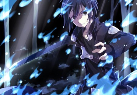 Kirigaya Kazuto - black, anime, death, swords