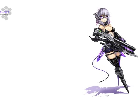 Gun Girl - girl, anime, white, gun