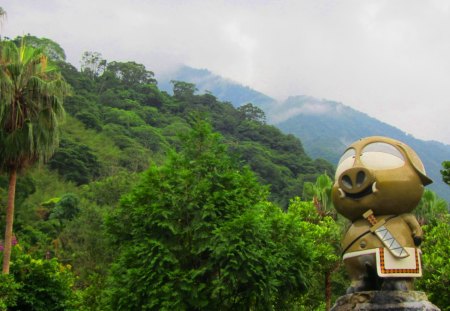 mountainous - forest, tree, statue, mountainous