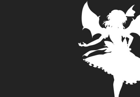 anime - remilia scarlet, silhouette, kitazinger, monochrome