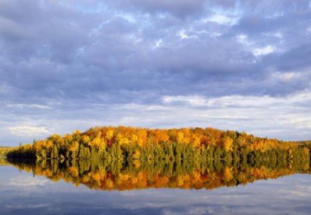 reflections on nine mile lake minnesota - lake, forest, reflection, autumn