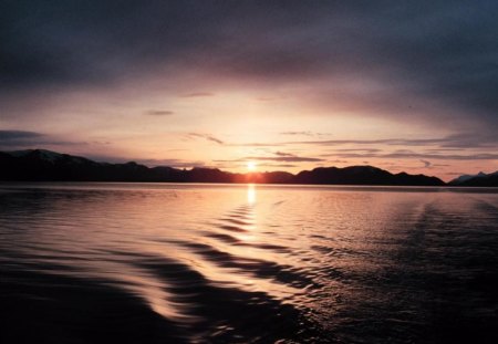 alaska sunset - water, mountains, sky, sunset