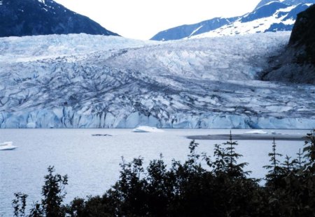 glacier wallpaper - trees, water, mountains, glacier