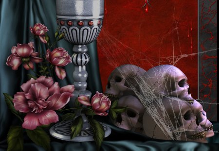 Gothic Demise - roses, gothic, dark, skull