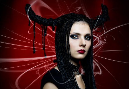 Devil Girl - devil, girl, dark, red