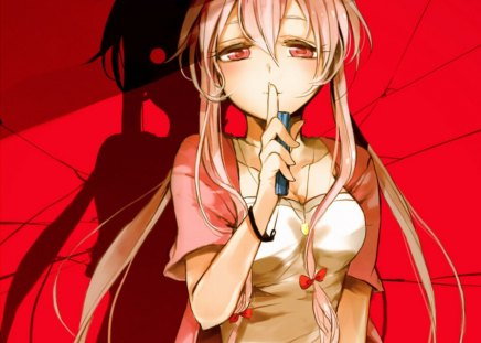 sSsSh,, pls don't talk - pink long hair, cellphone, gasain yuno, anime, lovely, crying, cute, mirai nikki