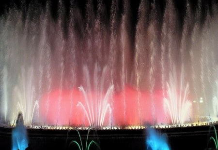 Fountain_Wallpaper - water, hearts, lights, blue