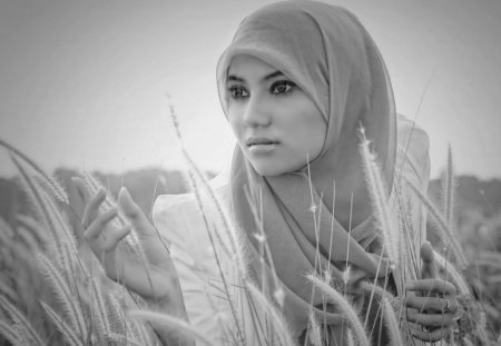 BEAUTIFUL NATURE - nature, woman, photography, bw, field