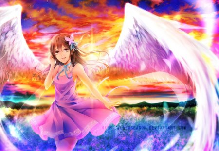 Angel - anime, wings, girl, angel