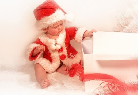 Never too Early for a Gift - boy, santa, gift, never, early