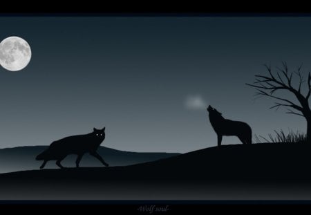 ~ Wolf Soul ~ - moon, night, wolf, soul