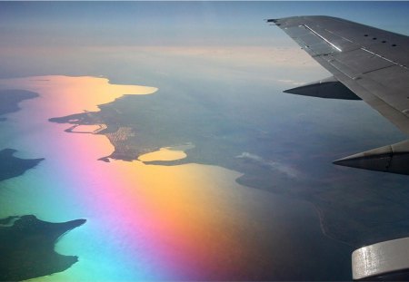 Beautiful Refections On The Sea - colours, sea, refections, rainbow