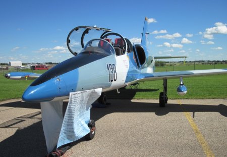 Airplane at the air show in Alberta 08 - white, sky, airplane, military, blue