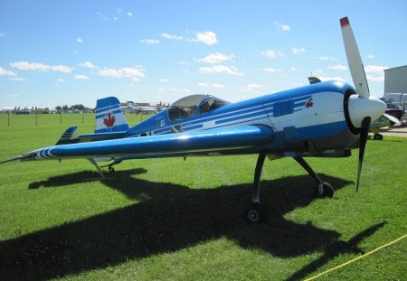 Airplane at the air show in Alberta 15 - clouds, airplane, white, Airfields, blue, green, grass, sky