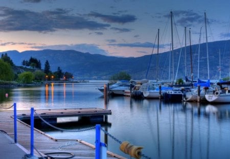 Waiting To Sail - boats, water, sails, blue