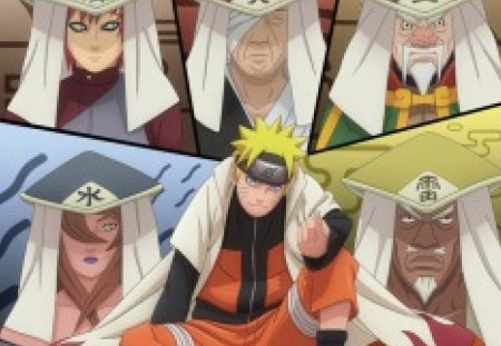 naruto and kages - gaara, raikage, mei, naruto