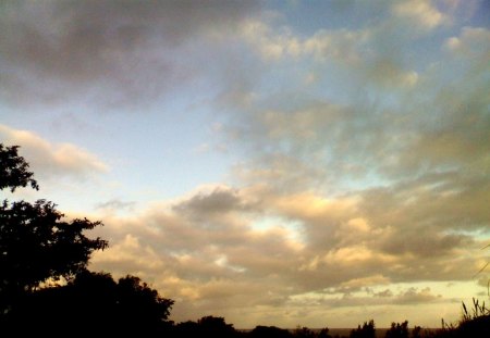 The Sky - clouds, trees, naturel, blue, dark, nature, time, sun, sky