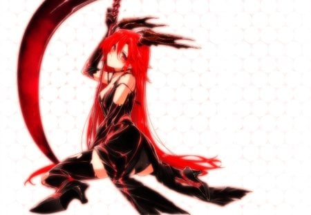 anime - katsurai, girl, red long hair, gloves, elbow, weapon, anime, dakara boku wa h ga dekinai, demon