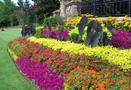 Wall of Flowers - colorful, nature, roof, garden, green, park