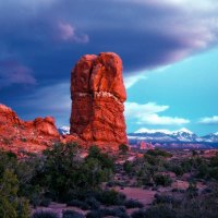 Dark Clouds over a Rocky Canyon