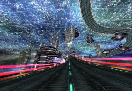 F-Zero - future, sky, track, buildings