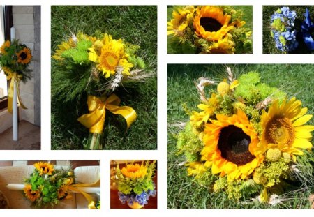 Summer flavor♥ - sunflowers, yellow, fashion, entertainment, brilliant, bouquets, happy, precious, flowers, magnificent, ribbons, always, forever, special, lovely, sweet, nature, annie, bow