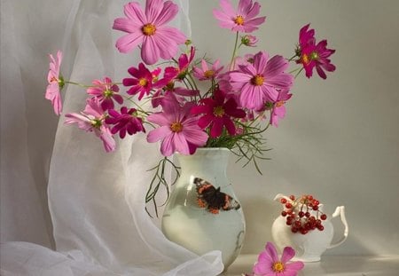 Pink flowers - flowers, nature, pink, still life