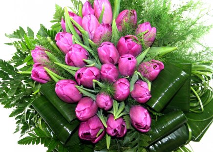 Huge bouquet of purple tulips♥ - tulips, purple, green, fashion, entertainment, anniversary, bouquet